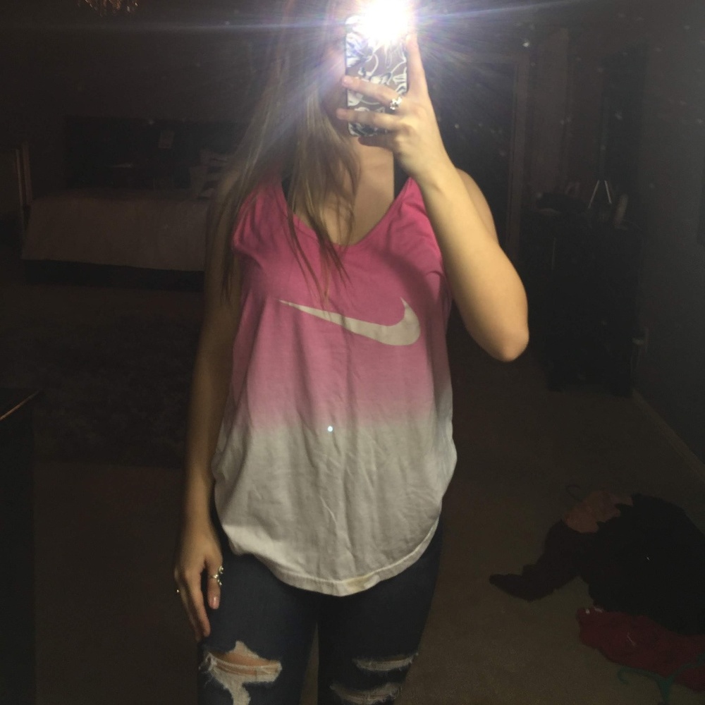 Nike Ombre Pink-White Tank Top, Size M